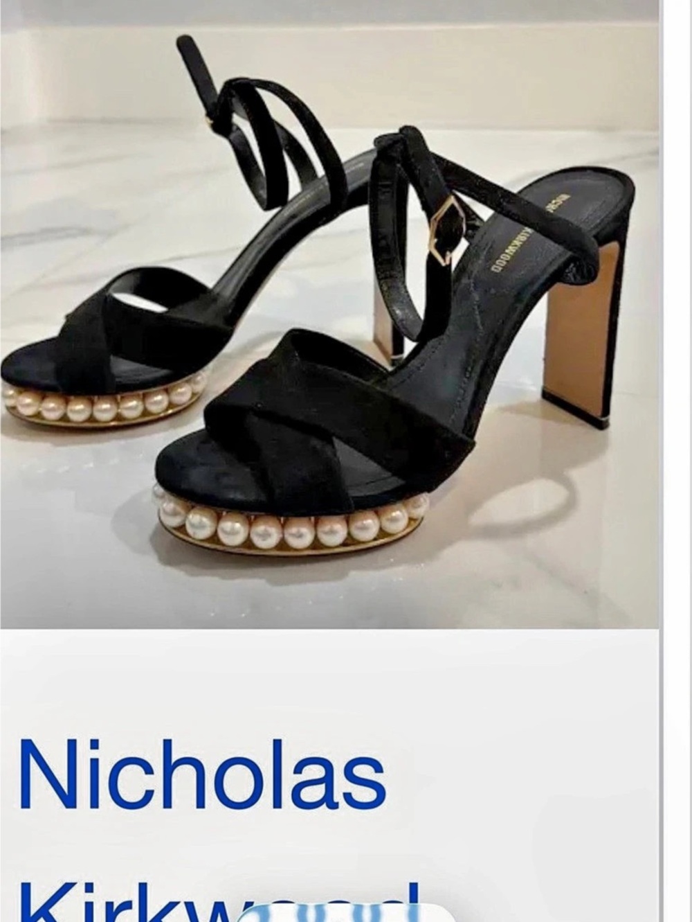 Nicholas Kirkwood Faux-Pearl Platform Sandals Black Heels